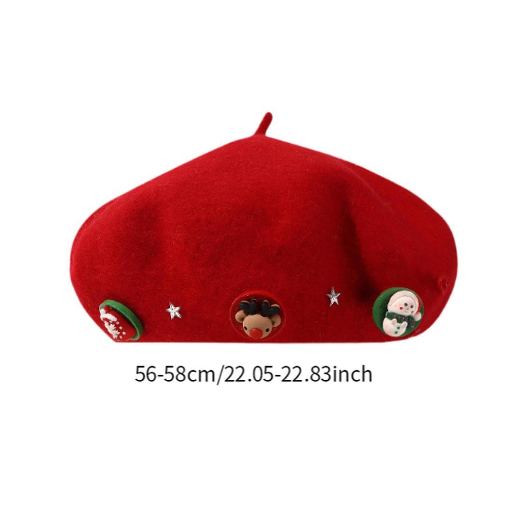 Christmas Beret Cap Women Men Beanie Beret for Holiday Birthday Gift Party