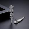LUOTEEMI Hot Trendy Rhodium Gold Plated Long Tassel Chained Earrings Full Diamond Zircon Bling Bling Leaf Flower Drop Earring