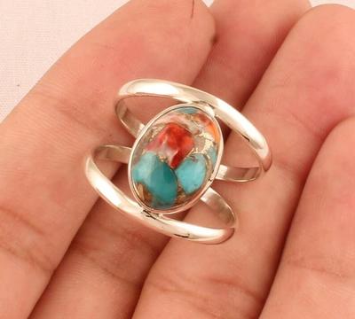 Oyster Turquoise Ring, 925 Silver Ring, Silver Ring, Handmade Ring, Wedding Ring, Anniversary Ring, Statement Ring, Oval Ring