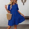 Women's Summer Casual Dress with Crew-neck and Flared Sleeves