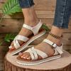 Fashion Summer Women's Shoes 2024 New Women's Sandals Fashionable Solid Color Open Toe One-line Buckle Strap Large Size Women's Sandals
