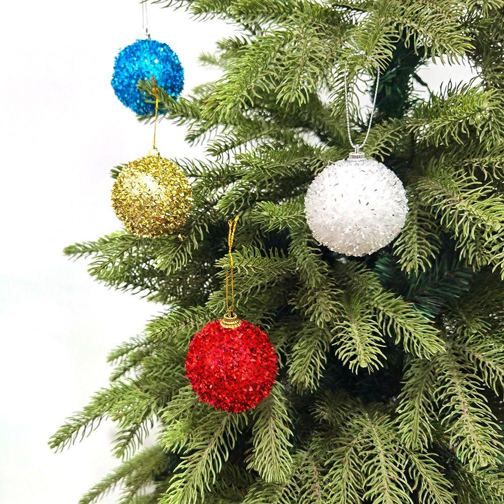 6Pcs/Set Creative Christmas Decoration Pendant Shiny Solid Color Xmas Tree Hanging Pendants Reusable Shatterproof