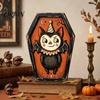 Entrance Door Hanging Signs Vintage Halloween Wooden Decor, Coffin-Shaped Tabletop Ornaments, Freestanding & Decorations for Home Ornament Mantel
