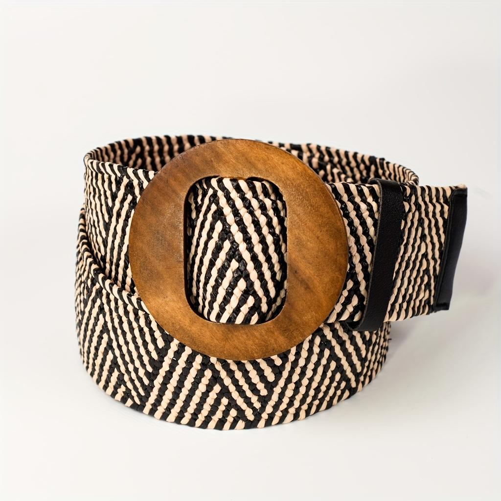 Straw Elastic Waist Woven Belt Fashionable Women's Waist Belt Dress Belt Straw Woven Bohemian Belt
