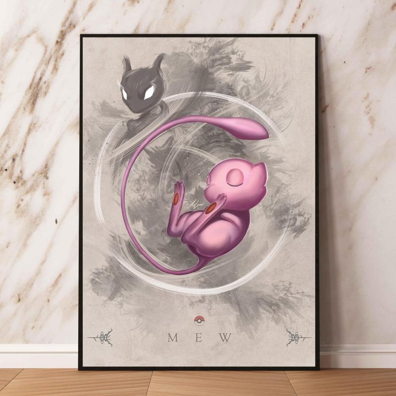 Pokemon Gyarados and Koi Leaping Dragon Gate Decorative Painting Traditional Art - Style Mural Unique Gift for Anime Lovers