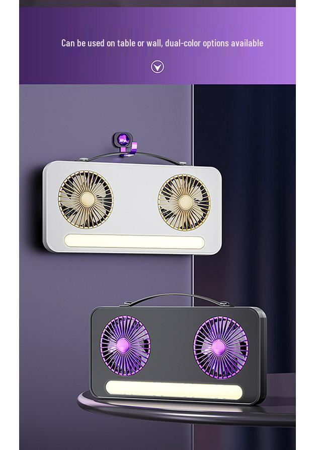 Portable USB Rechargeable Dual-Head Fan for Home and Outdoor Use