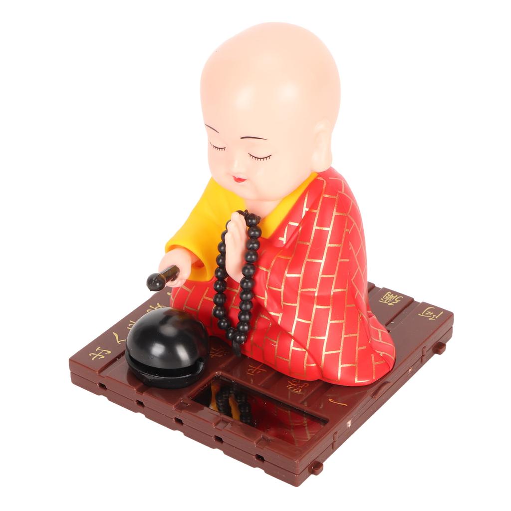 Little Buddhist Monk Ornament Solar Powered Cute Monk Decorative Ornaments for Car Desktop Living Room