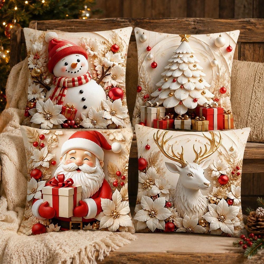 Detachable Soft Christmas Pillow Covers 45x45cm Christmas Themed Pillow Case  Sofa House Room