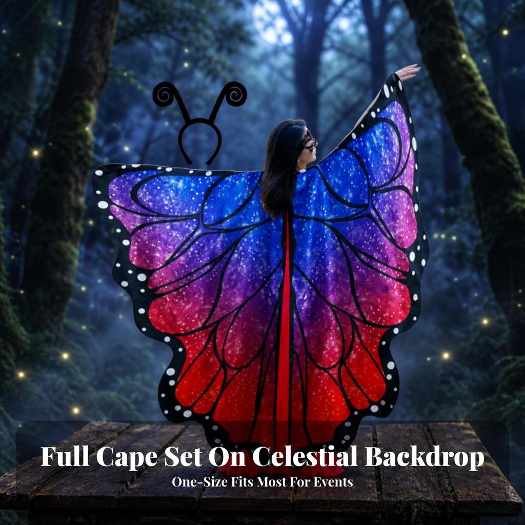 Butterfly Pinions with Mask and Headband One-Size for Cosplayers