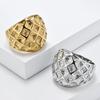 Design Personalized Titanium Steel Gold-plated Honeycomb Pattern Rings Fashionable Wear Hand Jewelry