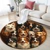 Border Collies Runder Teppich, Teppich für Wohnzimmer Schlafzimmer Sofa Spielzimmer Dekor, Rutschfeste Bodenmatte