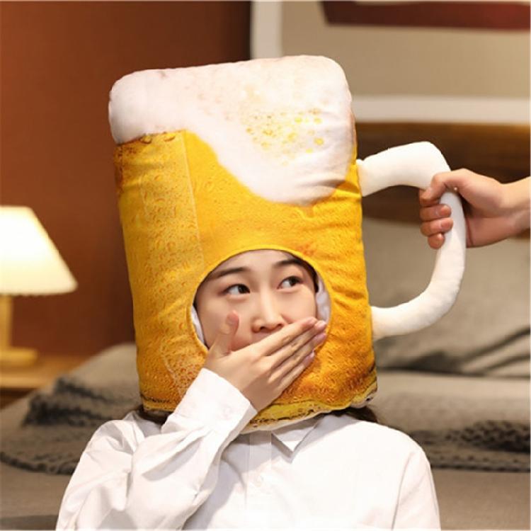 Funny Beer Mug Hat for Adults Plush Beer Caps Hat Winter Warm Caps Birthday Party Accessories Stage Performances Headgear