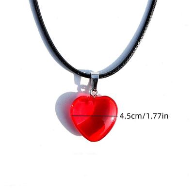 New Cute Red Bright Heart Pendant Fashion Healing Necklace for Women Charm  Simple Valentine's Day Gift