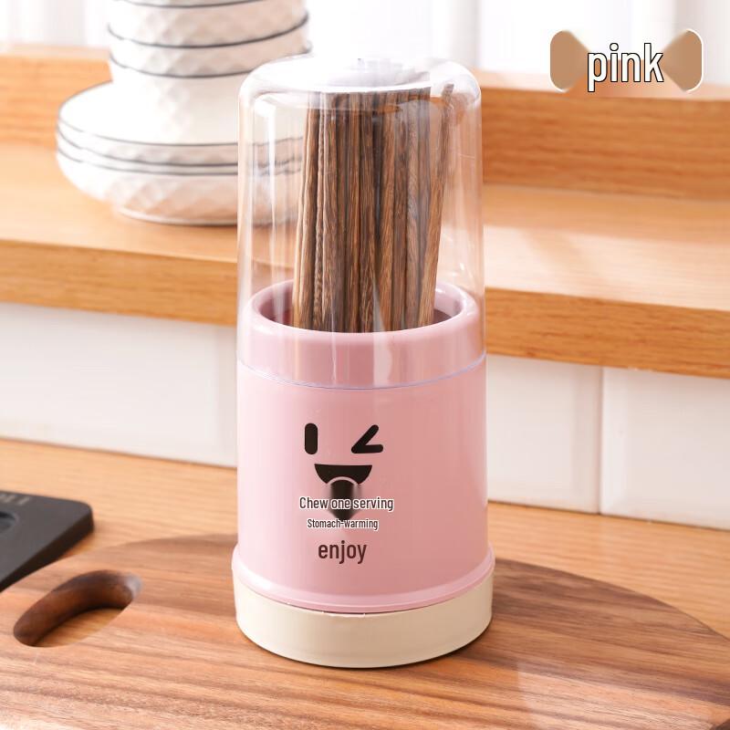 

Pink Plastic Dustproof Draining Chopstick Holder