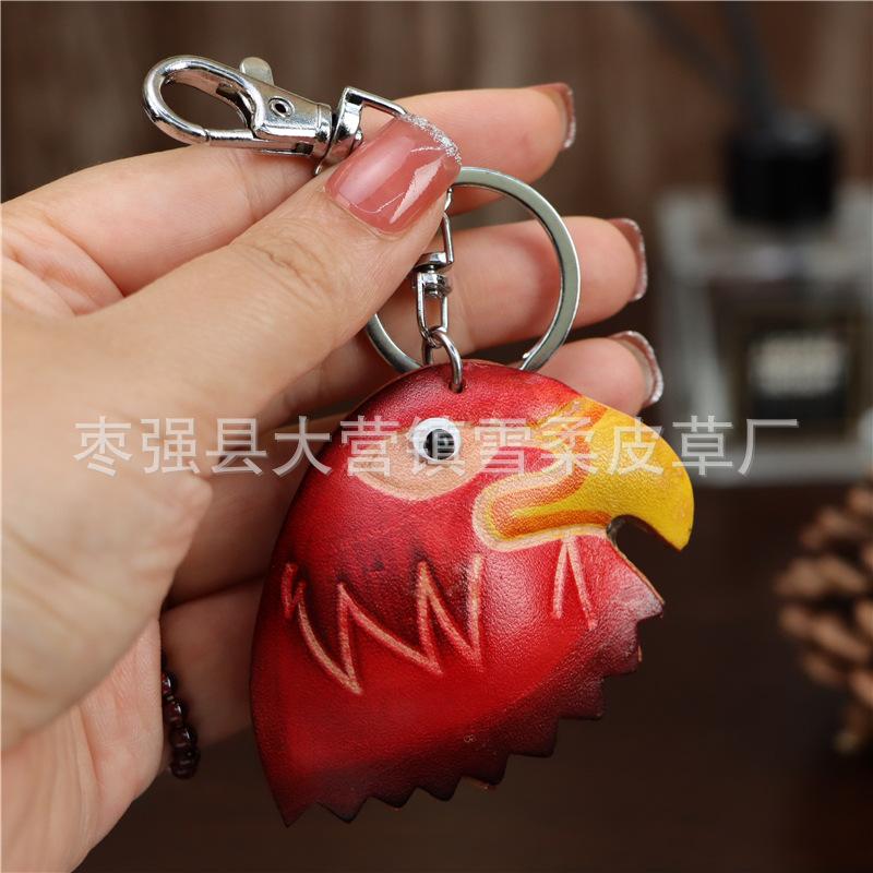 First Layer Cowhide Creative Eagle Bag Keychain Pendant Super Cute Cowhide Cartoon Cute Birthday Gift красный