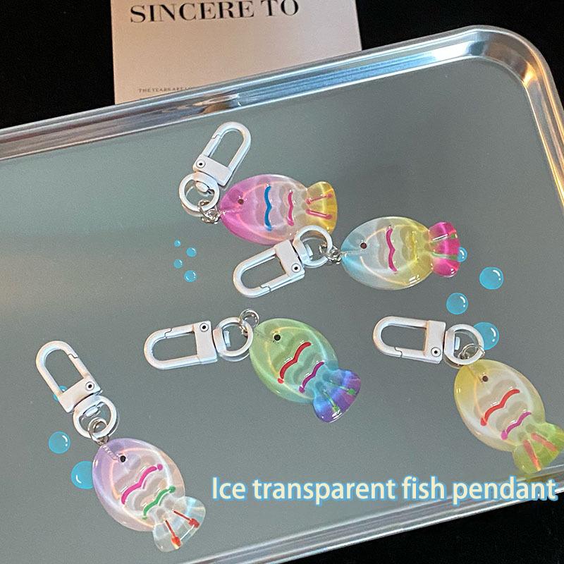 Ice Transparent Colorful Fish Keychain Gift Kawaii Lanyard Trinket