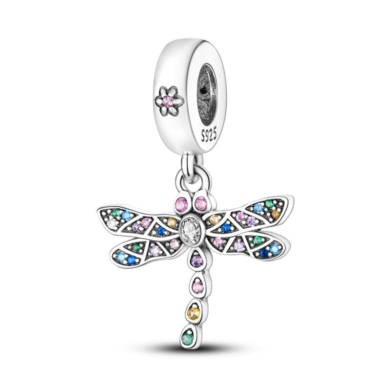 Copper Pave Cubic Zircon Charm Butterfly Moon Beads Charms Pendant Fit Mula Original Bracelets Fashion Diy Jewelry Gifts