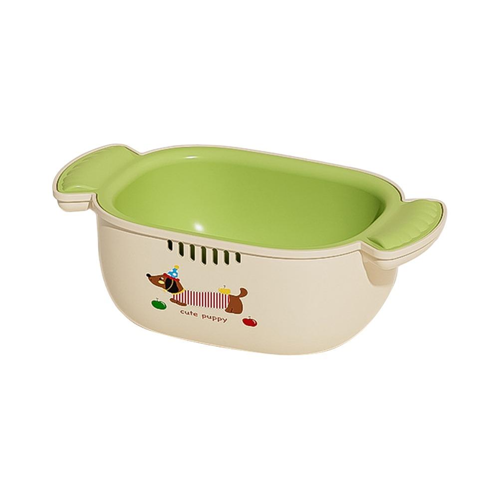 Dopamine Double Layer Drain Basket Stackable Large Capacity Fruit Storage Basket Space-saving Cute Handle