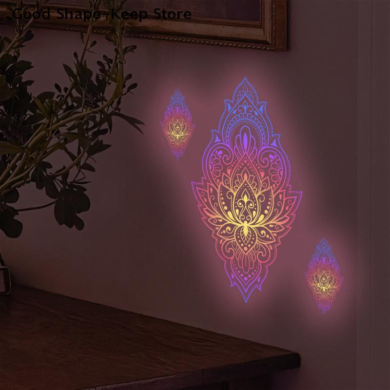 Glow-in-the-Dark Mandala Wall Sticker Removable for Bathroom Living Room Porch Home Decor - Bedroom Wall Art Deco