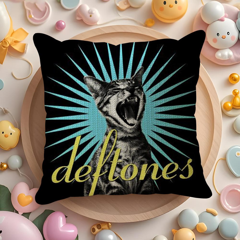 Band D-Deftones Cushion Cover Summer Coolness Linen Fabric Double-Sided Printing Pillow Case Sofa Home Decor Gift