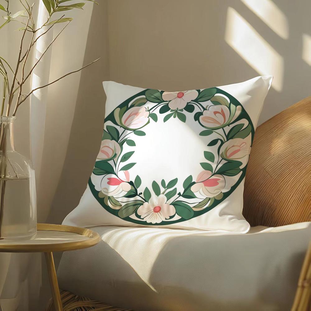 Simple Farm Crop Flower Print Pillow Case Double-Sided Plush Sofa Cushion Covers Organic Breathable Invisible Zipper