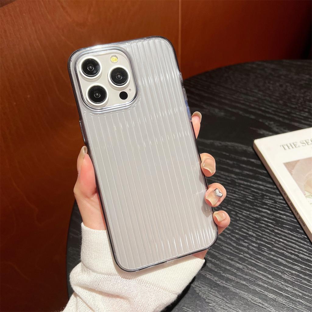 For Apple 16 Corrugated PC Does Not Turn Yellow for IPhone 15 Promax Mobile Phone Case 14 Simple Metal Buttons