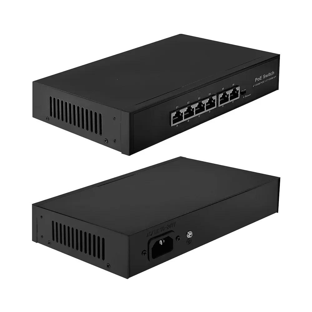 EWIND POE Switch 6 Ports 10/100Mbps AI Smart Ethernet Switch with 2 Uplink RJ45 Ports AI Smart Switch for IP Camera/Wireless AP