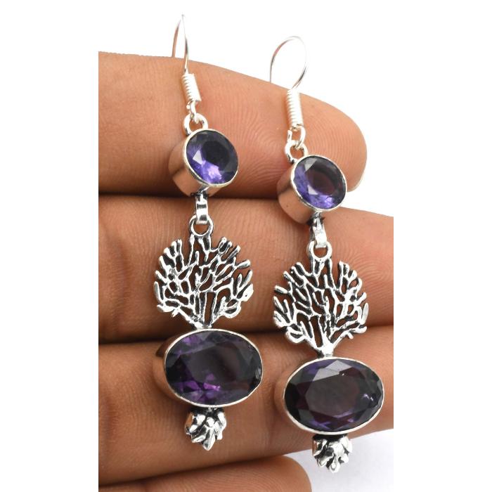 Amethyst Gemstone Ethnic Handmade Drop Dengle Earring Jewelry ER 330