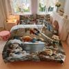3pcs Anime Teddy Bear Bedding Set - Includes One Quilt Cover and Two Pillowcases (No Core) - Perfect for Bedroom and Guest Room Decoration,