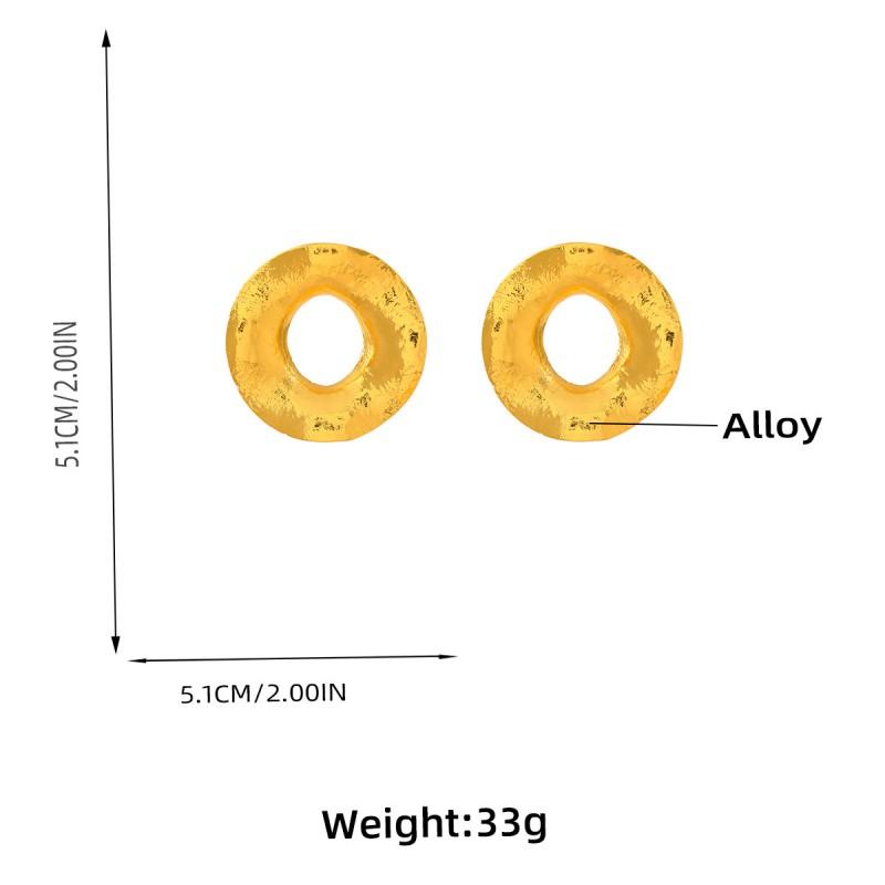 Geometric Alloy Earrings Women Irregular Circle Studs With Rhinestone Embellishment Gold