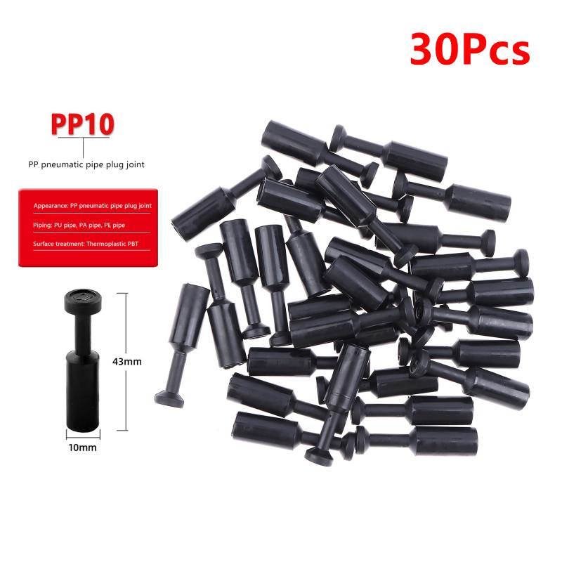 30PCS Pneumatic Quick Connector PP Pipe Cap Fitting For Industrial Pneumatic Tools Air Line Fast Release Plug 4-16mm