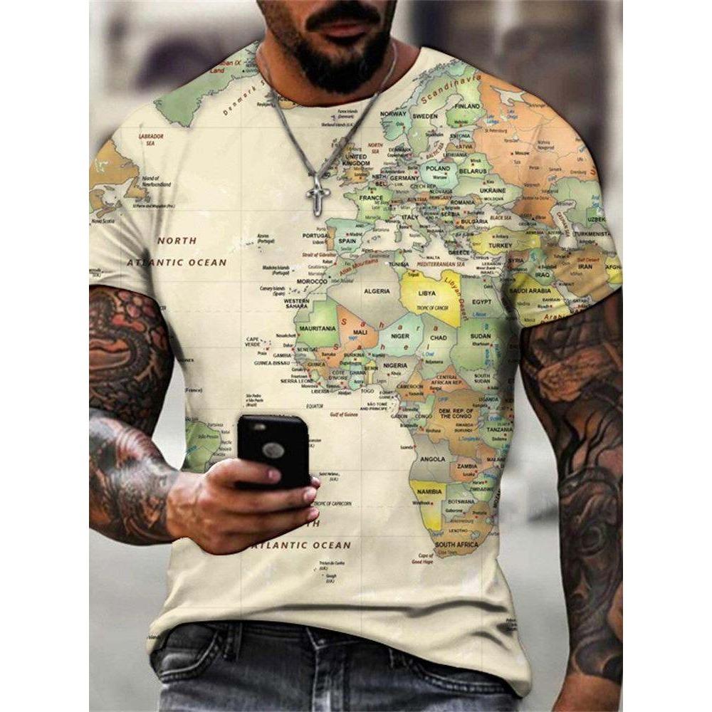 Men's Casual Short Sleeve T-Shirt Overhead Youthful 3D Printed Fitness Wear Moisture Wicking Quick Dry Slim Fit Sportswear