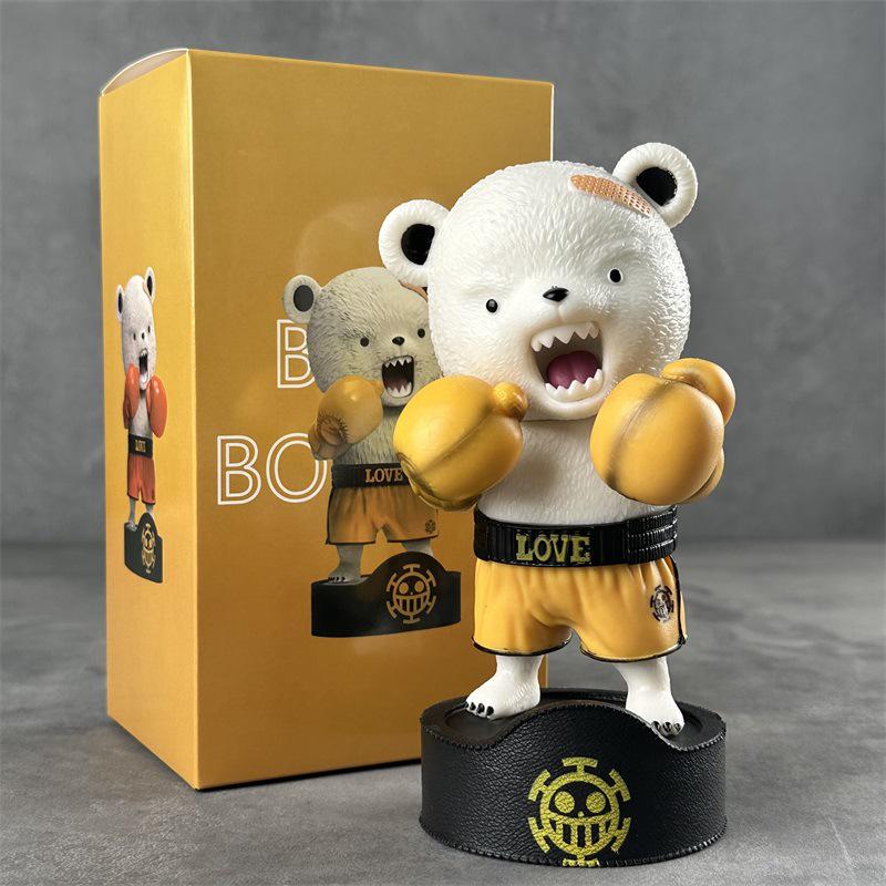 One Piece Bepo Bear Boxing Gloves Anime Figure Statue - Cute Desktop Ornament