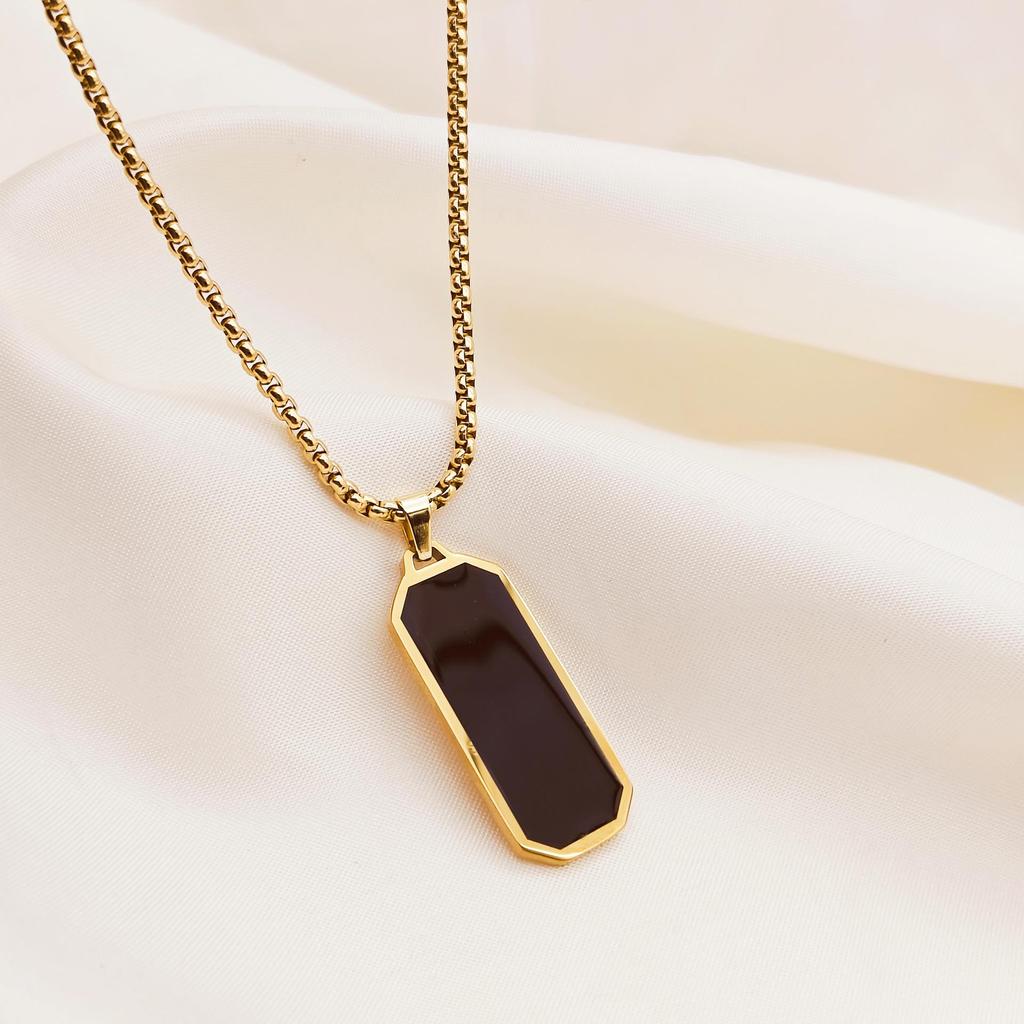 Tidal Black Titanium Steel Geometric Sweater Necklace - Unisex Hip Hop Accessory
