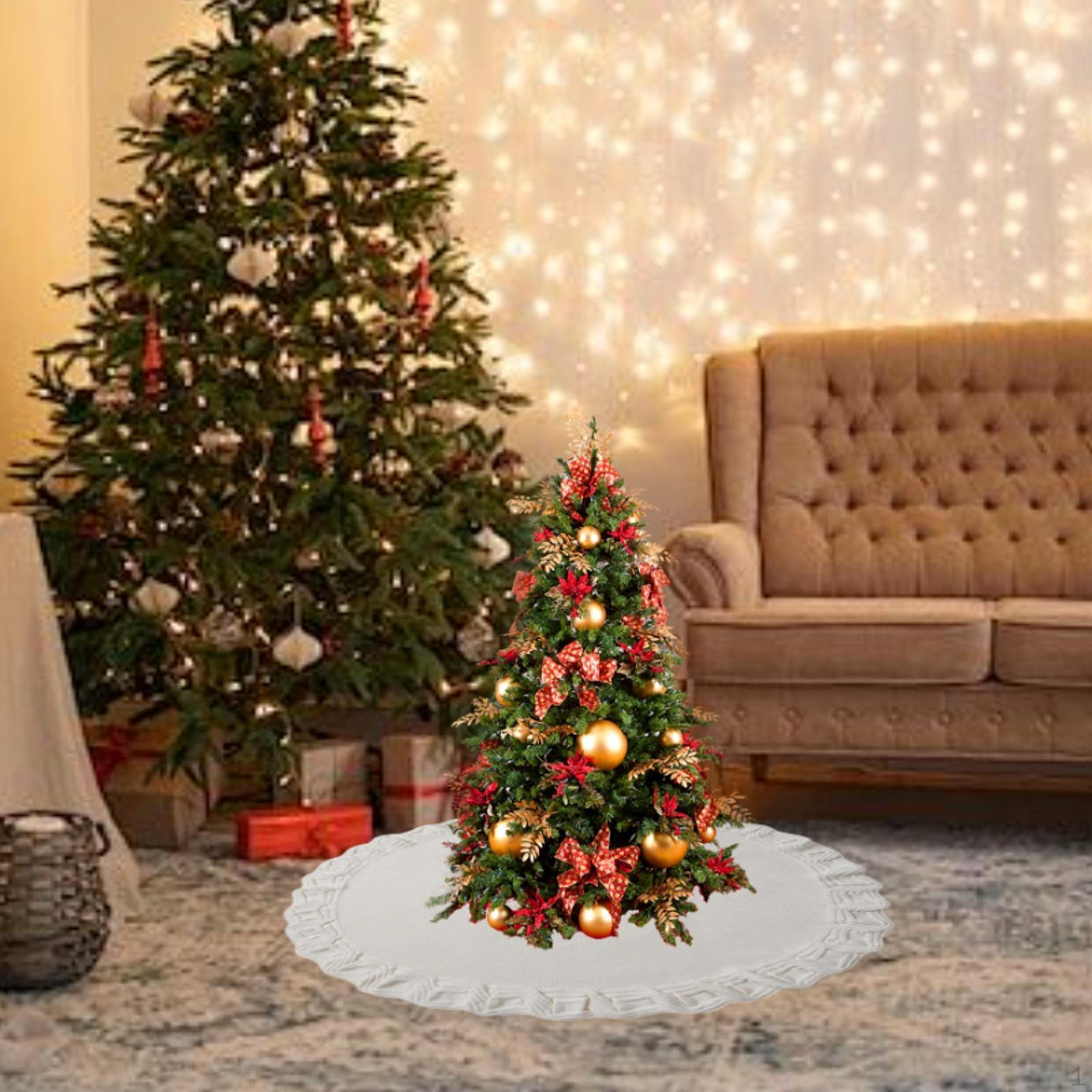 

Юбка для рождественской елки, рождественское украшение, круглый орнамент, рождественский декор, для спальни, White