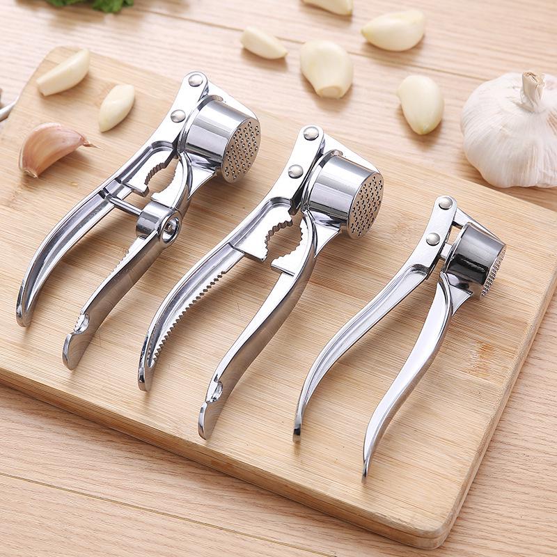 Extra-Large Garlic Press & Masher - Multifunctional Zinc Alloy Stainless Steel Manual Pull Type