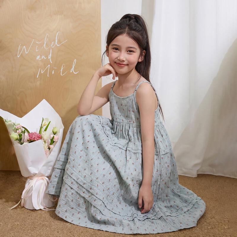 Girls Sweet Floral Spaghetti Strap Holiday Dress 110