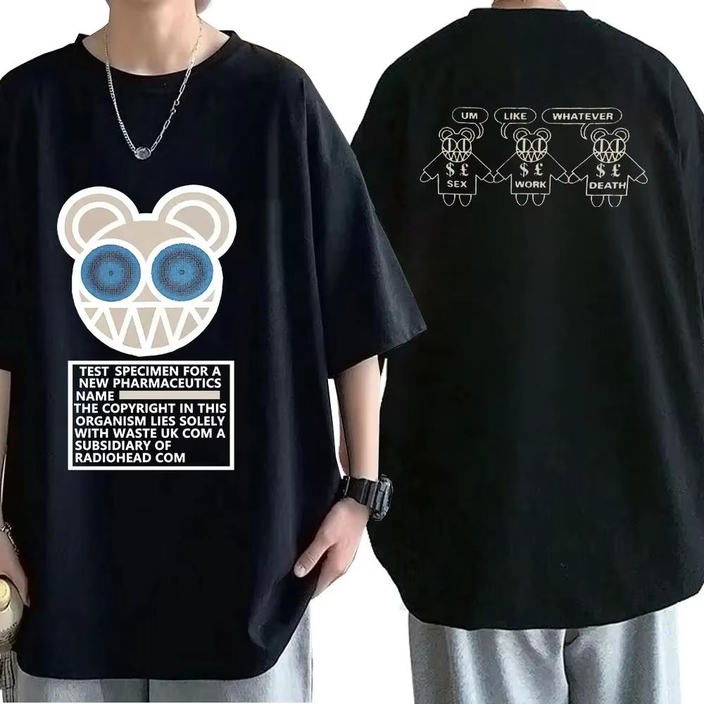 Oversized Retro Radiohead Printed T Shirt Album Graphic Tee Band Music Tour Shirt Men Women Unisex Cotton Casual Streetwear