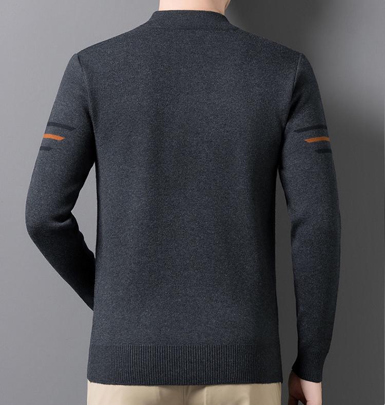 2025 Men's Autumn/Winter Knit Sweater: Half-High Collar, Zipper, Loose Fit, Long Sleeve Pullover