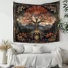 Tree of Life Tapestry Celtic Knot Wall Hanging Peach Skin Fabric Boho Autumn Landscape Wall Decor for Bedroom Living Room Dorm