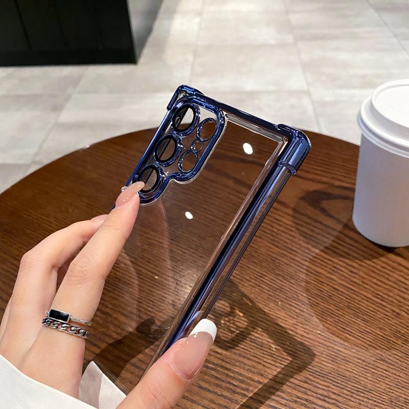 Electroplated Four Corners Anti Drop Clear Protective Phone Case For For Samsung Galaxy S24 S23 S22 Ultra Plus Note 20 Ultra Cover