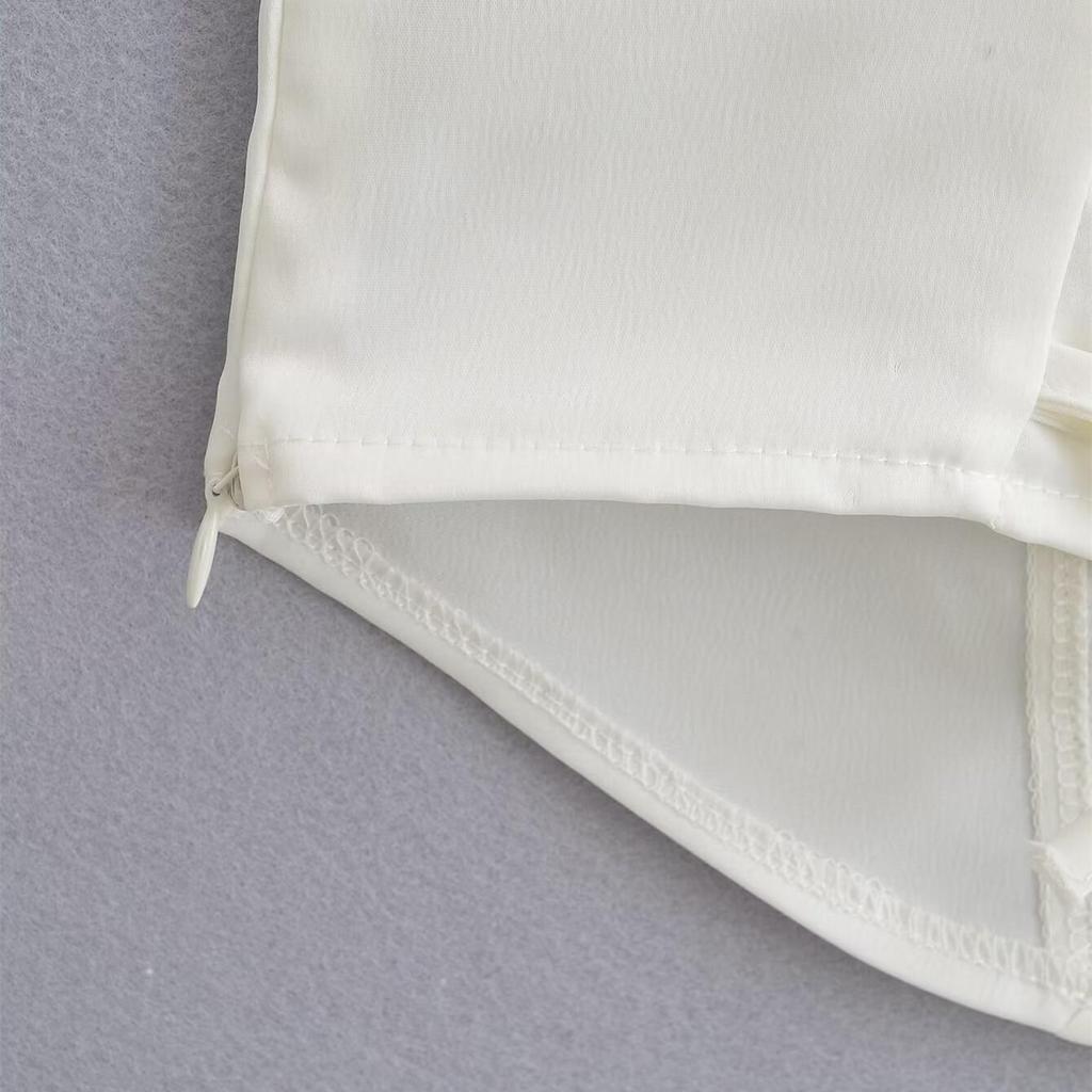 2025 Spring Women's Sexy Satin Fishbone Tube Top Camisole with Back Tie