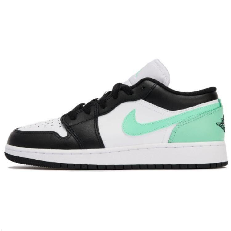 

Детские кроссовки Air Jordan 1 Low GS Green Glow Белый Черный 553560-131 38.5