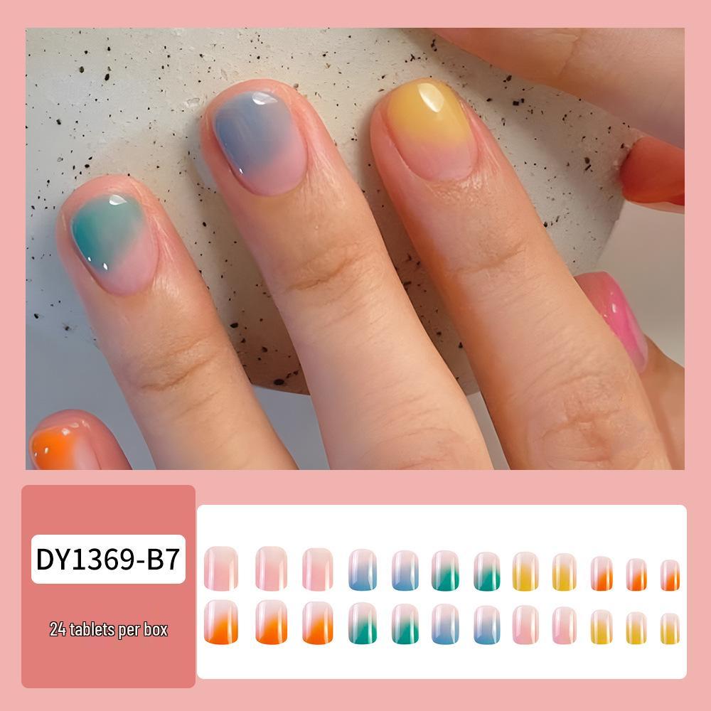 Spring & Summer Short Style White Nail Tip Stickers - Finished Product