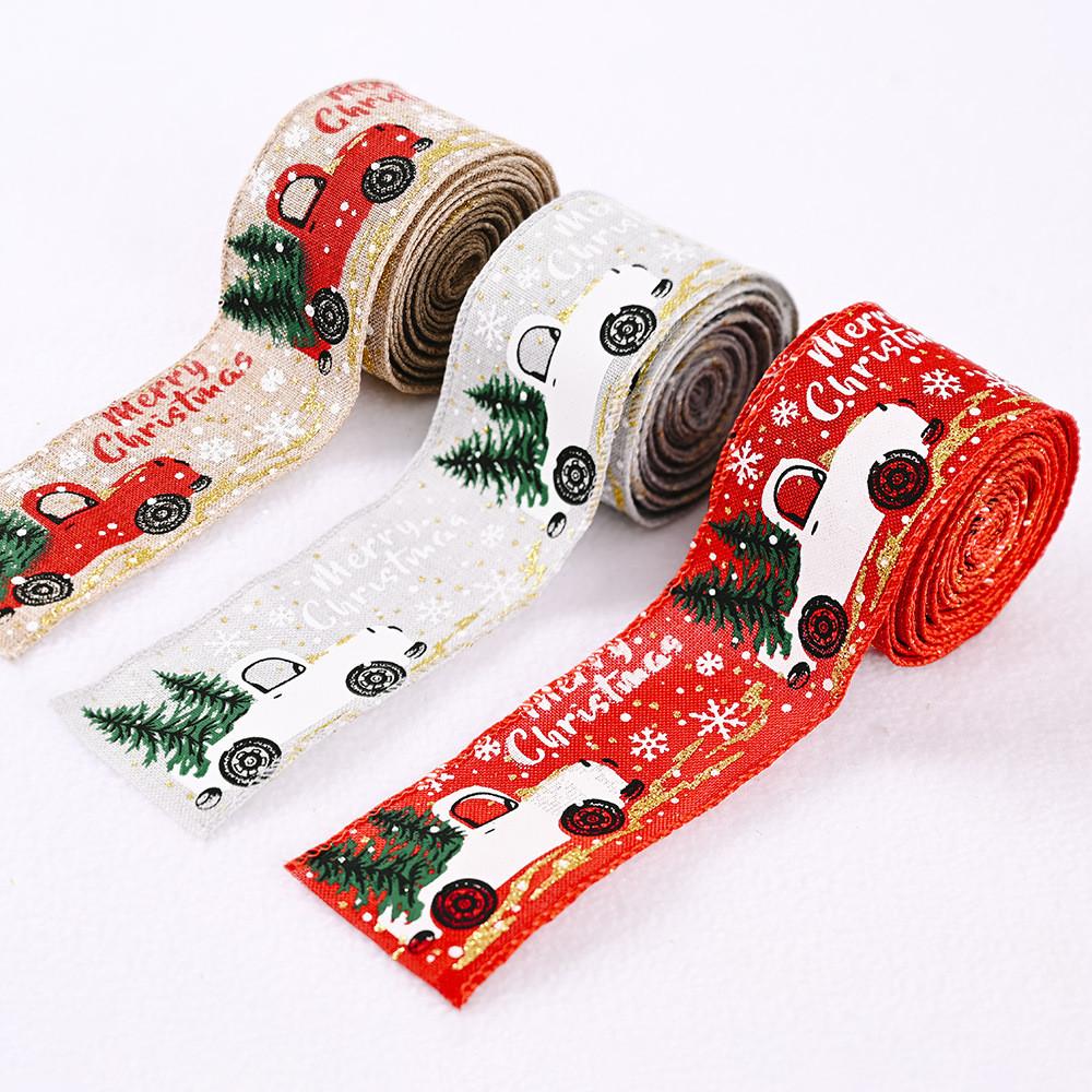Christmas Car Fashionable Decoration Ribbon Set In Cozy Gray And Bright Red For Celebrations