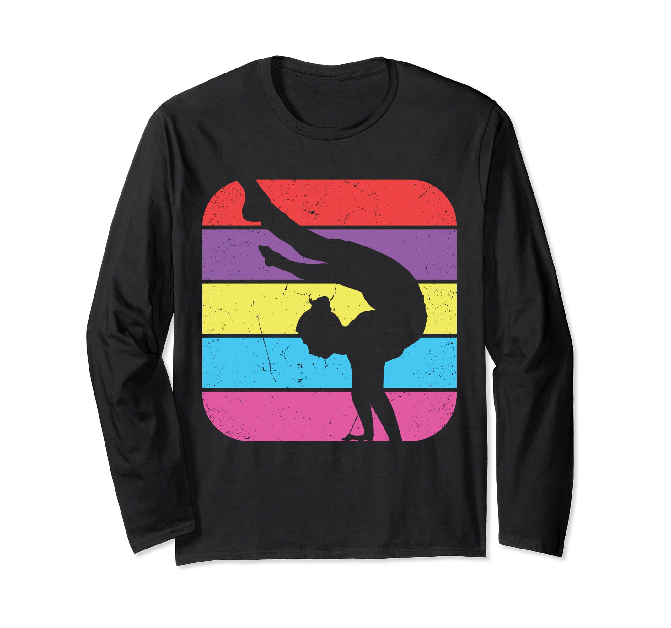 

Gymnast Retro Gymnastics Mat Tumbling Girls Gymnastics Long Sleeve T-Shirt чорний
