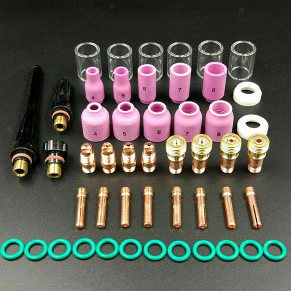 49Pcs TIG Welding Torch For Stubby Gas Lens #10  Glass Cup Kit For WP-17/18/26