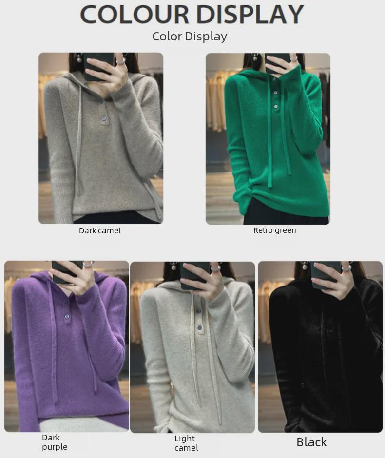 2024 Fall/Winter Women's Loose Fit Thick Hooded Sweater Top