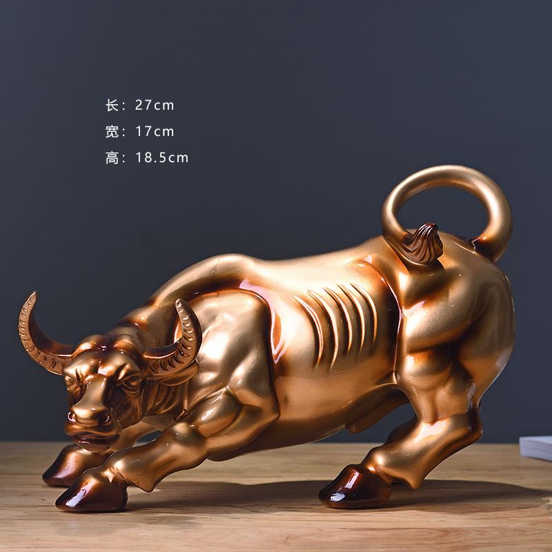 Resin Handicrafts Realistic Figure Sculpture Golden Bull Figurine Bull Statue Cattle Cow Decorative Figurines Home Decoration