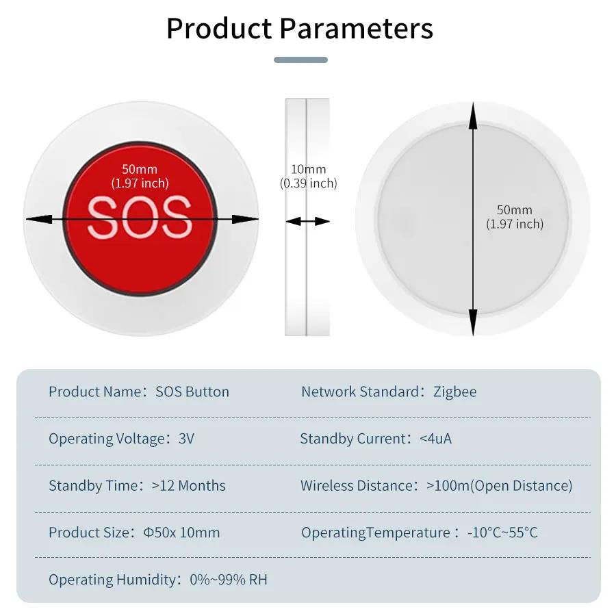 Tuya ZigBee SOS Button Switch Wireless Switch Elderly Children Alarm Emergency Help Switch Home Security Smart Life App Control